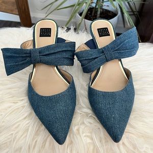 WHBM Denim Low-Heel Mules
